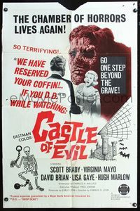 3f183 CASTLE OF EVIL 1sheet '66 sexy Virginia Mayo, funeral expenses paid if you drop dead watching!