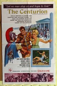 3f191 CENTURION one-sheet movie poster '62 cool art of gladiator John Drew Barrymore!