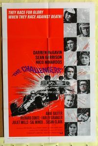 3f193 CHALLENGERS 1sh '70 Darren McGavin races for glory against death, cool F1 car racing artwork!