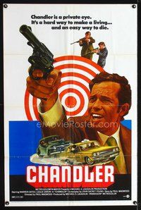 3f194 CHANDLER one-sheet poster '71 Warren Oates, Leslie Caron, Alex Dreier, cool car chase art!