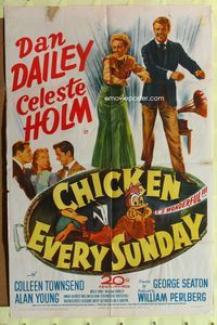 3f201 CHICKEN EVERY SUNDAY one-sheet movie poster '49 art of Dan Dailey & Celeste Holm dancing!