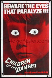 3f202 CHILDREN OF THE DAMNED one-sheet movie poster '64 beware the creepy kid's eyes that paralyze!