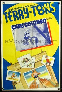 3f208 CHRIS COLUMBO one-sheet movie poster '38 Terry-Toons, cool cartoon drawing board image!