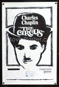 3f209 CIRCUS one-sheet movie poster R70 cool black & white art of Charlie Chaplin slapstick classic!