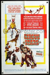 3f210 CIRCUS STARS one-sheet movie poster '60 cool wild animal Russian traveling circus artwork!