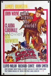 3f211 CIRCUS WORLD one-sheet poster '65 Claudia Cardinale, John Wayne is wild across the world!