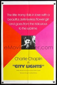 3f213 CITY LIGHTS 1sh R72 Charlie Chaplin boxing,the little tramp falls in love with a flower girl!