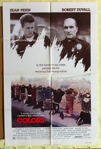 3f220 COLORS one-sheet poster '88 Sean Penn & Robert Duvall as cops, directed by Dennis Hopper!