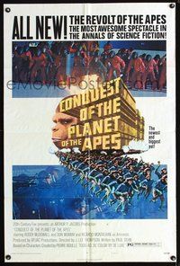 3f227 CONQUEST OF THE PLANET OF THE APES style B one-sheet '72 the revolt of the apes, cool image!