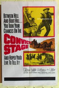 3f229 CONVICT STAGE one-sheet poster '65 Harry Lauter, Donald Barry, hope you'll live to tell it!