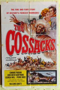3f234 COSSACKS one-sheet movie poster '60 I Cosacchi, John Drew Barrymore, Edmund Purdom, cool art!