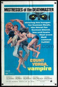 3f235 COUNT YORGA VAMPIRE one-sheet '70 AIP, artwork of the mistresses of the deathmaster feeding!