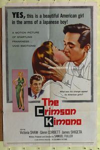 3f242 CRIMSON KIMONO one-sheet '59 Sam Fuller, James Shigeta, Japanese-U.S. interracial romance!