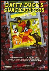 3f243 DAFFY DUCK'S QUACKBUSTERS 1sh '88 Mel Blanc, great cartoon image of Looney Tunes characters!