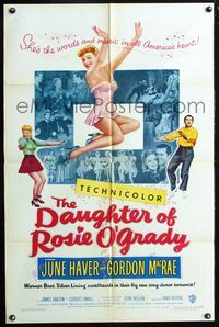 3f250 DAUGHTER OF ROSIE O'GRADY one-sheet poster '50 Gordon MacRae, art of very sexy June Haver!