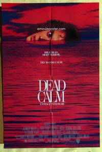 3f256 DEAD CALM one-sheet poster '89 Sam Neill, wild image of Nicole Kidman on horizon of red ocean!