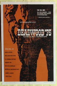 3f259 DEADWOOD '76 one-sheet poster '65 Arch Hall Jr., cool art of cowboy reaching for his gun!