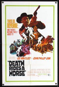 3f260 DEATH RIDES A HORSE one-sheet movie poster '68 cool art of tough Lee Van Cleef by Thurston!