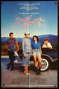 3f265 DESERT HEARTS 1sheet '85 directed by Donna Deitch, great image of stars on classic Buick car!