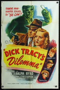 3f274 DICK TRACY'S DILEMMA 1sh '47 great artwork of Ralph Byrd versus 