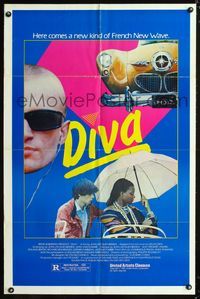 3f275 DIVA one-sheet movie poster '82 Jean Jacques Beineix, wild poster design, French New Wave!