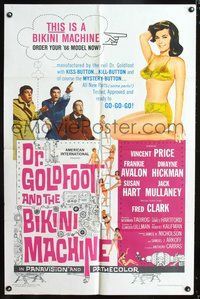3f281 DR. GOLDFOOT & THE BIKINI MACHINE 1sh '65 Vincent Price, sexy babes with kiss & kill buttons!