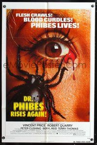 3f283 DR. PHIBES RISES AGAIN 1sh '72 Vincent Price, classic super close up image of beetle in eye!