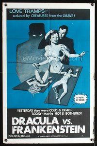3f286 DRACULA VS. FRANKENSTEIN 1sh '70s love tramps seduced by creatures from the grave!
