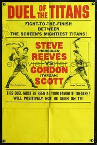 3f288 DUEL OF THE TITANS style B 1sheet '63 Corbucci, Steve Hercules Reeves vs Gordon Tarzan Scott!