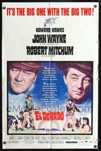 3f295 EL DORADO 1sheet '66 John Wayne, Robert Mitchum, Howard Hawks, the big one with the big two!