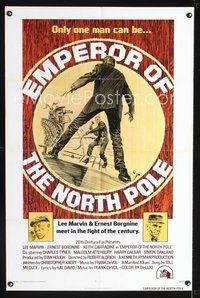 3f299 EMPEROR OF THE NORTH POLE int'l 1sheet '73 Lee Marvin, Ernest Borgnine, cool Paul Calle art!