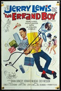 3f300 ERRAND BOY one-sheet poster '62 screwball Jerry Lewis fractures Hollywood w/a million howls!