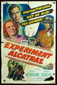 3f308 EXPERIMENT ALCATRAZ one-sheet movie poster '51 can this radioactive drug drive them to murder?
