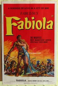 3f313 FABIOLA one-sheet '51 sexy Michele Morgan is the Goddess of Love in a city of sin, cool art!