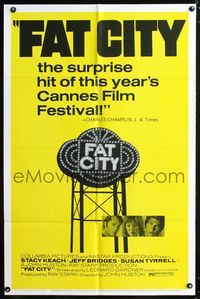 3f321 FAT CITY one-sheet poster '72 Stacy Keach, Jeff Bridges, Susan Tyrrell, John Huston, boxing!
