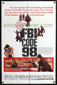 3f323 FBI CODE 98 one-sheet movie poster '63 Jack Kelly, Ray Danton, Andrew Duggan, g-men with guns!