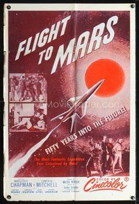 3f337 FLIGHT TO MARS military 1sh movie poster '51 most fantastic expedition ever conceived by man!