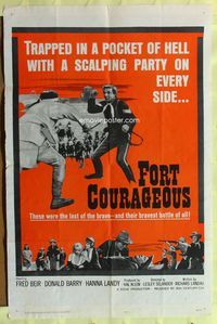 3f344 FORT COURAGEOUS one-sheet poster '65 Fred Beir & Donald Barry trapped in a pocket of hell!