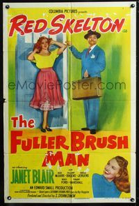3f350 FULLER BRUSH MAN one-sheet poster '48 great image of wacky salesman Red Skelton, Janet Blair