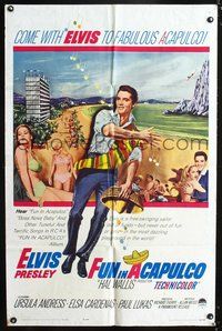 3f351 FUN IN ACAPULCO one-sheet movie poster '63 Elvis Presley in fabulous Acapulco, Mexico!