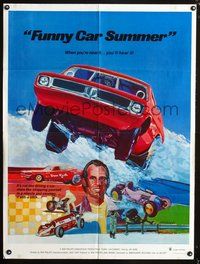 3f352 FUNNY CAR SUMMER one-sheet '73 cool drag racing art, when you're near it...you'll hear it!