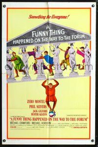 3f354 FUNNY THING HAPPENED ON THE WAY TO THE FORUM style A 1sh '66 great image of Zero Mostel & cast