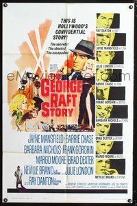 3f360 GEORGE RAFT STORY one-sheet movie poster '61 art of sexy Jayne Mansfield & Ray Danton!
