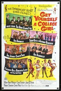 3f361 GET YOURSELF A COLLEGE GIRL 1sheet '64 hip-est happiest rock & roll show, Dave Clark 5 & more!