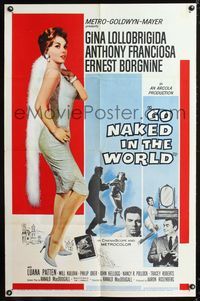 3f367 GO NAKED IN THE WORLD one-sheet movie poster '61 super sexy full-length Gina Lollobrigida!