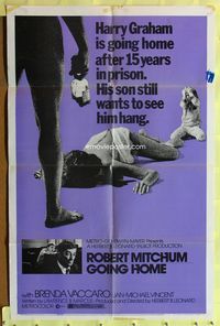 3f370 GOING HOME one-sheet movie poster '71 ex-con Robert Mitchum's son wants to see him hang!