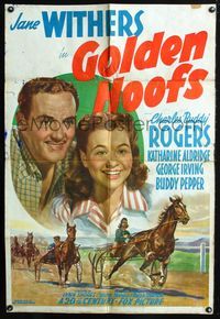 3f371 GOLDEN HOOFS one-sheet '41 great art of Jane Withers & Charles 