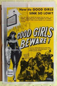 3f374 GOOD GIRLS BEWARE one-sheet poster '60 bad girls sink so low, being innocent isn't enough!