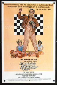 3f380 GREASED LIGHTNING one-sheet poster '77 great art of race car driver Richard Pryor by Noble!