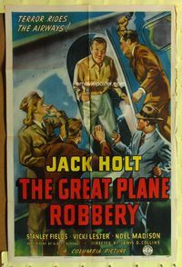 3f386 GREAT PLANE ROBBERY 1sheet '40 Jack Holt, Stanley Fields, cool art, terror rides the airways!